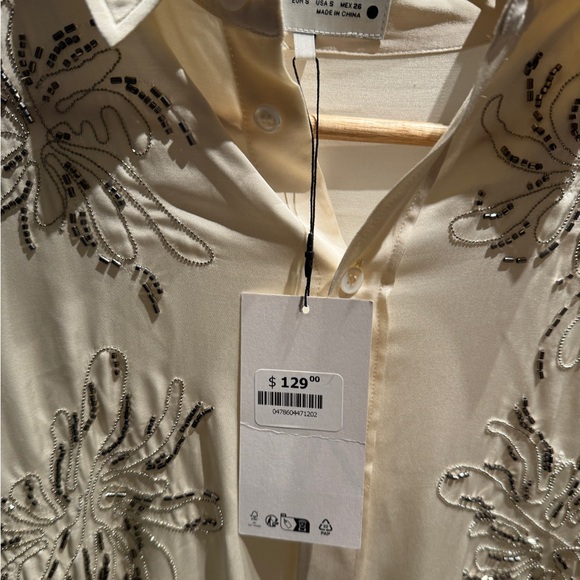 NEW! Zara Beaded Satin Embellished Blouse - Picture 6 of 6